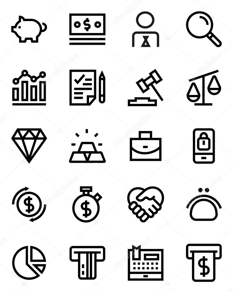 Finance line icon set. Pixel perfect fully editable vector icon suitable for websites, info graphics and print media.