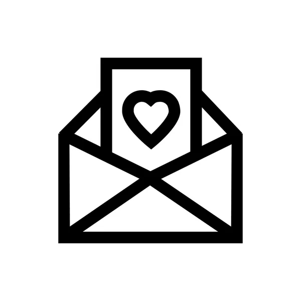 Lettre, Saint Valentin, icône de la ligne d'amour . — Image vectorielle
