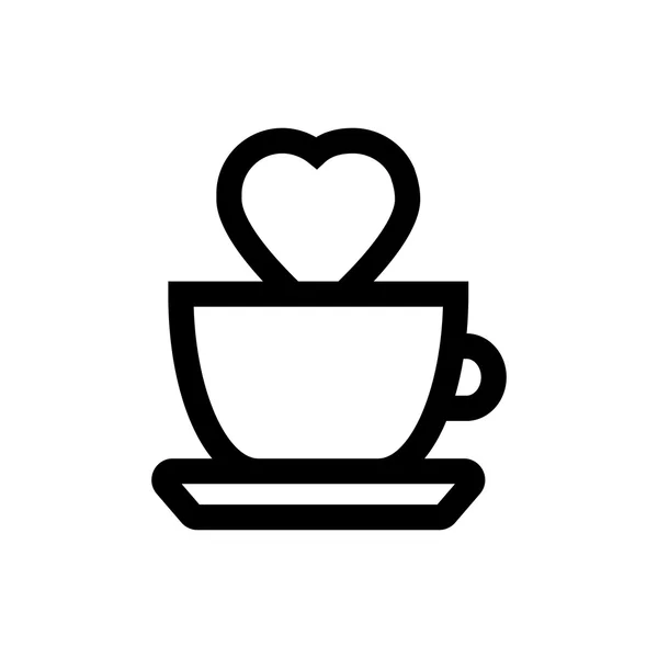 Chá, copo de café, coração, dia dos namorados, ícone da linha de amor . —  Vetores de Stock