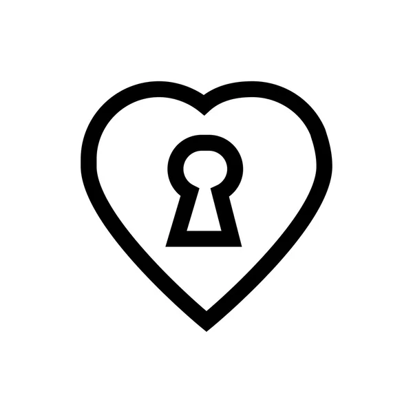 Locke, corazón, día de San Valentín, icono de la línea de amor . — Vector de stock