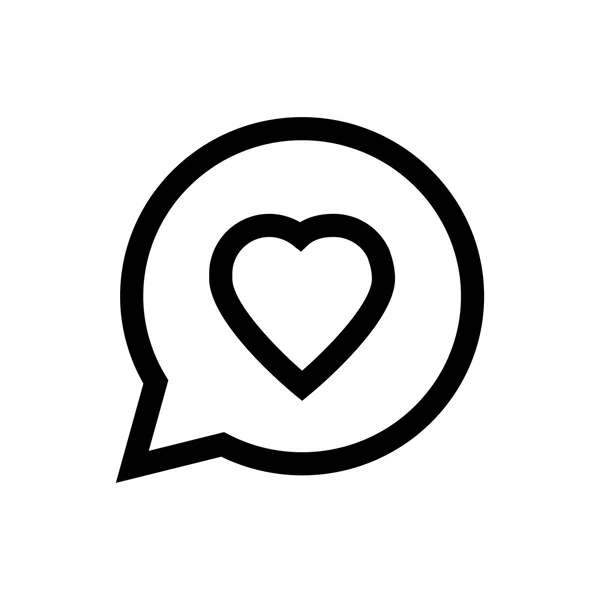 Globo parlante, corazón, día de San Valentín, icono de la línea de amor . — Vector de stock