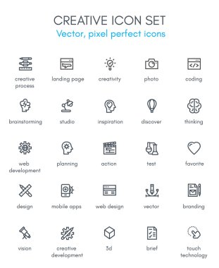 Yaratıcı paketi satır Icon set.