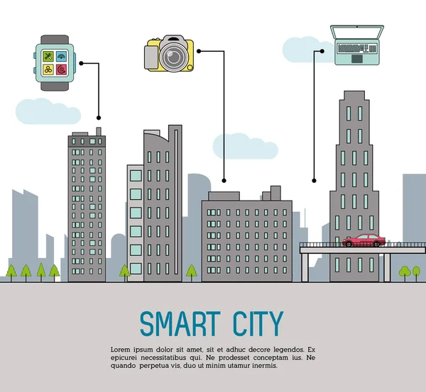 Diseño de ciudad inteligente — Vector de stock