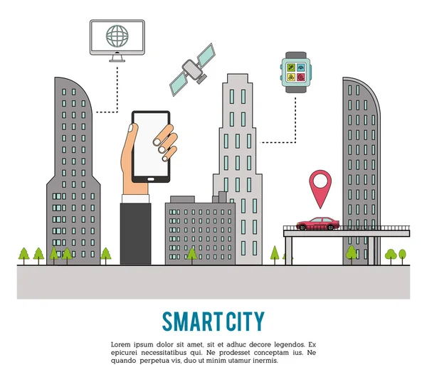 Diseño de ciudad inteligente — Vector de stock