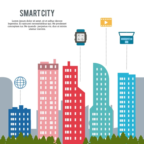 Diseño de ciudad inteligente — Vector de stock