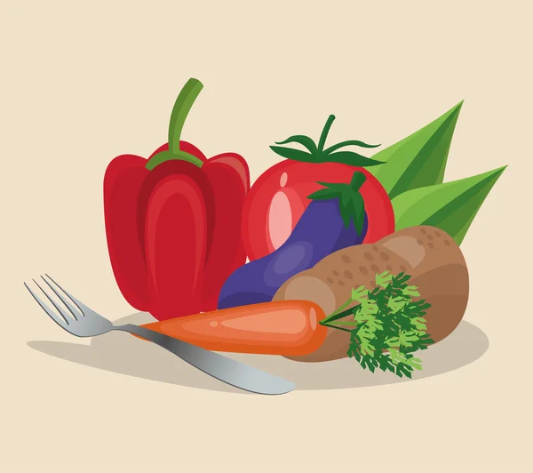 Hälsosam och ekologisk matdesign — Stock vektor