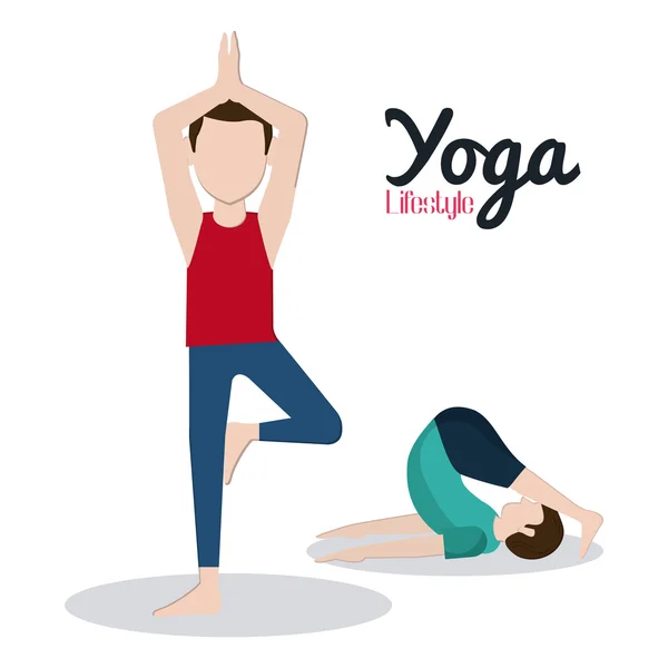 People doing yoga desgin — Stock Vector