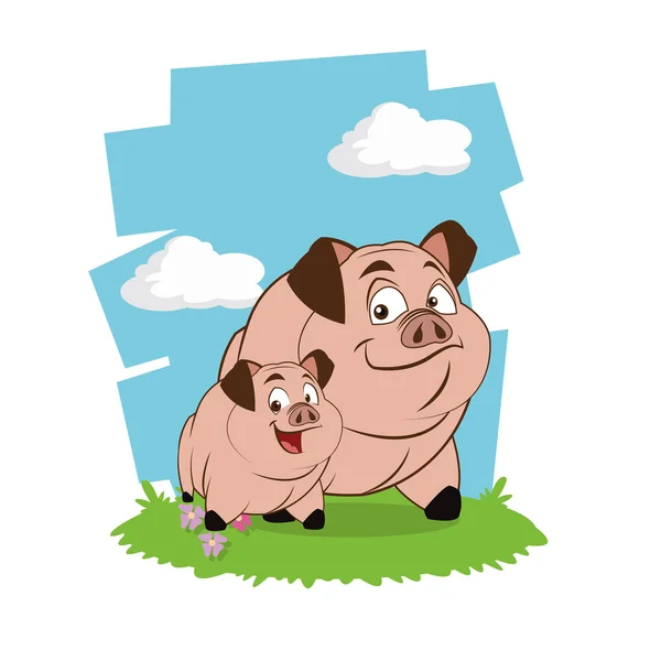 Bauernschweine Cartoons, Vektorillustration — Stockvektor