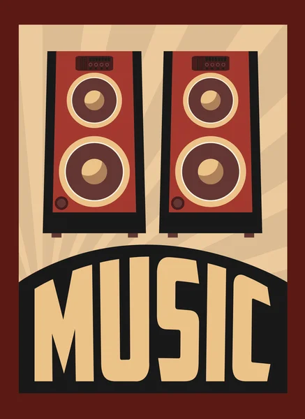 Retro music, poster design, vector illustration — Stock Vector