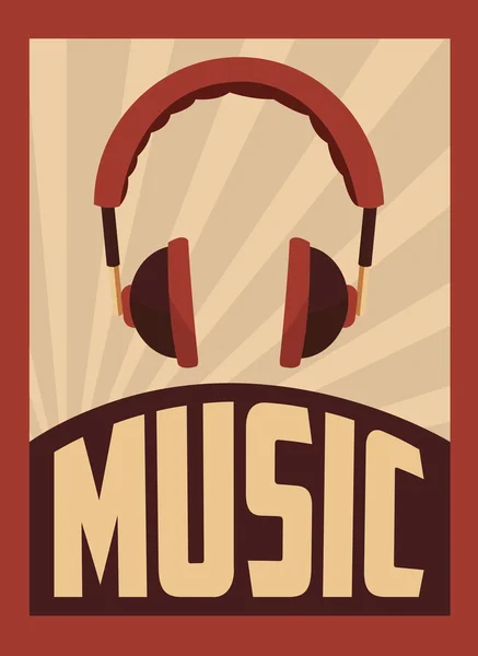 Retro music, poster design, vector illustration — Stock Vector