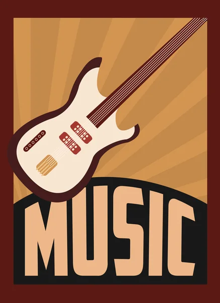 Retro music, poster design, vector illustration — Stock Vector