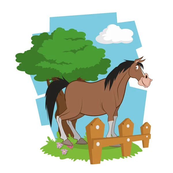 Dibujos animados caballo de granja, ilustración de vectores — Vector de stock