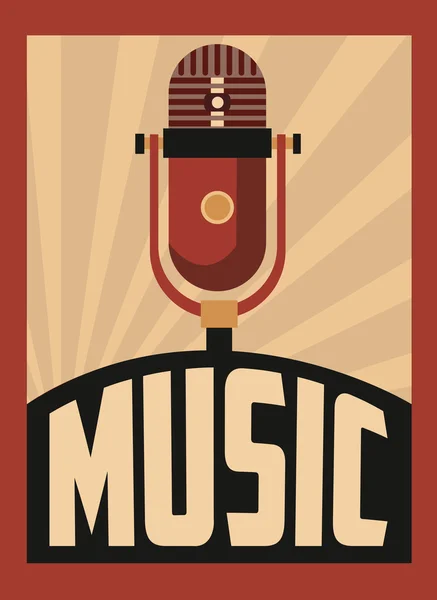 Retro music, poster design, vector illustration — Stock Vector