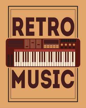 Retro müzik, poster tasarımı, vektör çizim