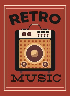 Retro müzik, poster tasarımı, vektör çizim