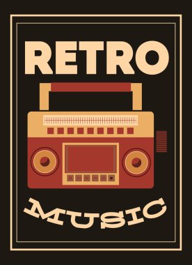 Retro müzik, poster tasarımı, vektör çizim