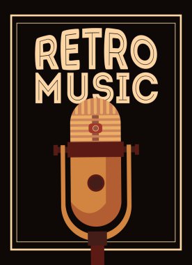 Retro müzik, poster tasarımı, vektör çizim