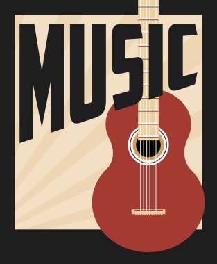 Retro müzik, poster tasarımı, vektör çizim