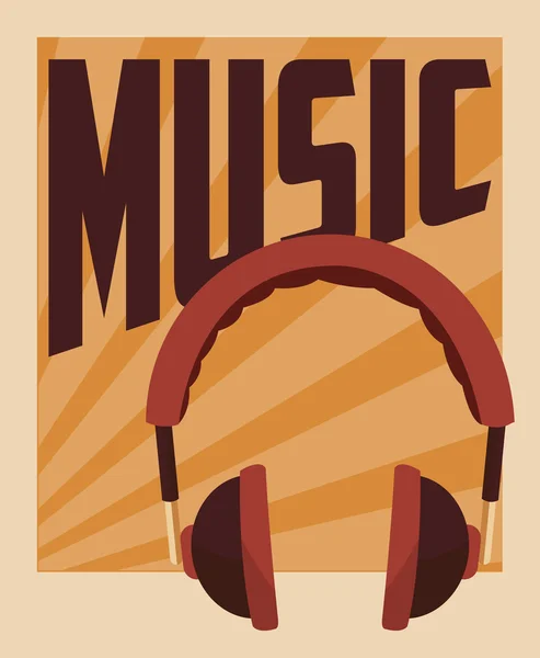 Retro música, design de cartaz, ilustração vetorial — Vetor de Stock