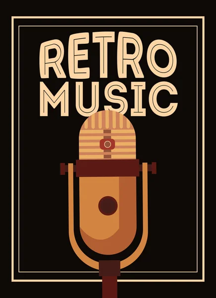 Retro music, poster design, vector illustration — Stock Vector