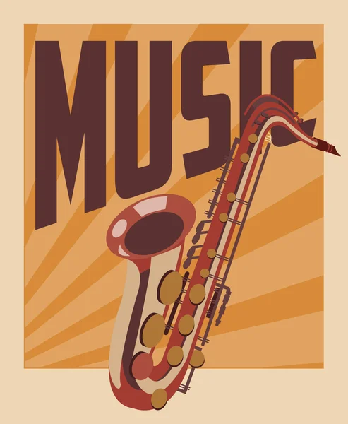 Retro music, poster design, vector illustration — Stock Vector