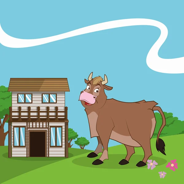 Animais de fazenda desenhos animados, ilustração vetorial —  Vetores de Stock