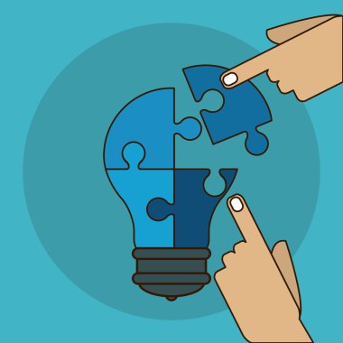 Bulmaca ampul simgesi tasarım, vektör çizim