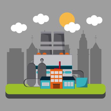 Endüstriyel fabrika tasarımı, vektör çizim