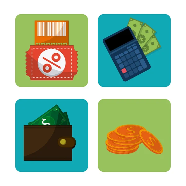 Diseño de conjuntos de compras e iconos, ilustración vectorial — Archivo Imágenes Vectoriales