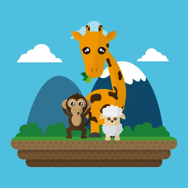 Girafe, conception des moutons et des singes — Image vectorielle