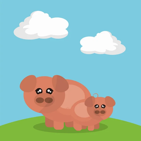 Desain ikon babi - Stok Vektor