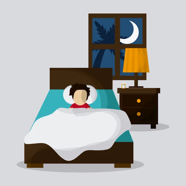 Descanso en el diseño de la cama, ilustración vectorial — Vector de stock