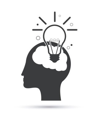 Yaratıcı zihin ve fikir simgesi tasarım, vektör çizim