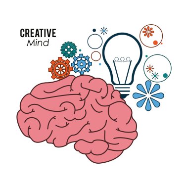 Yaratıcı zihin ve fikir simgesi tasarım, vektör çizim