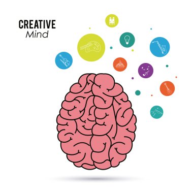 Yaratıcı zihin ve fikir simgesi tasarım, vektör çizim