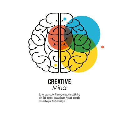 Yaratıcı zihin ve fikir simgesi tasarım, vektör çizim