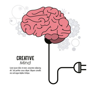 Yaratıcı zihin ve fikir simgesi tasarım, vektör çizim