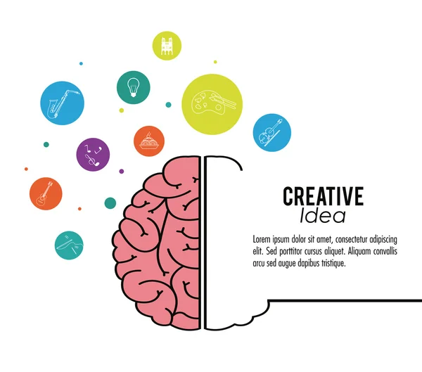 Mente criativa e design de ícone de ideia, ilustração vetorial — Vetor de Stock