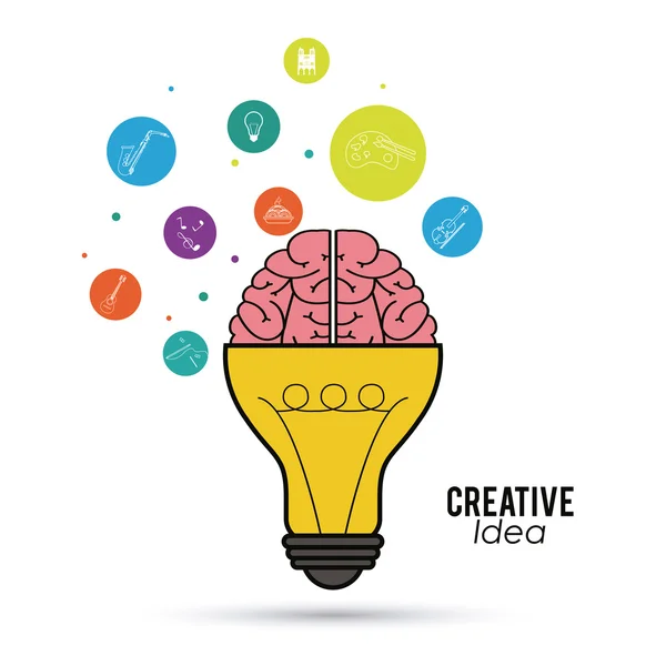 創造的な心とアイデアのアイコン デザイン、ベクトル イラスト — ストックベクタ