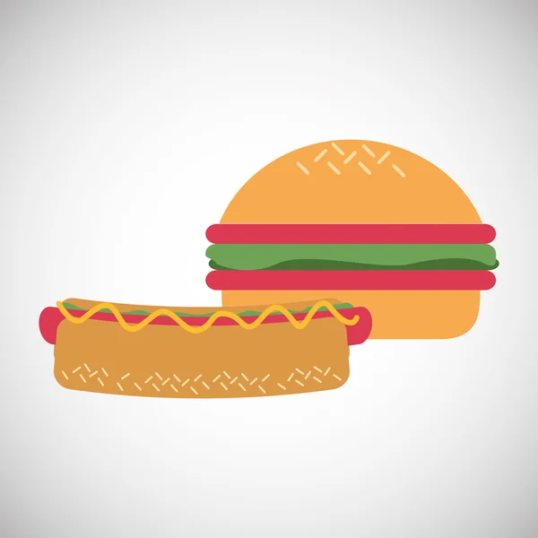 Hamburger und Hot Dog Design, Vektorillustration — Stockvektor