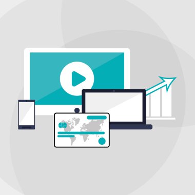 dizüstü bilgisayar ve dijital pazarlama tasarım, vektör çizim