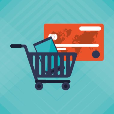 alışveriş sepeti ve dijital pazarlama tasarım, vektör çizim