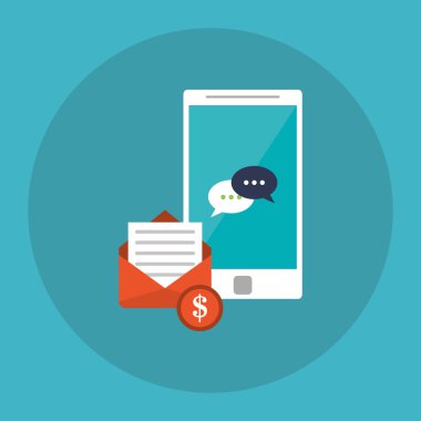 Smartphone ve dijital pazarlama tasarım, vektör çizim