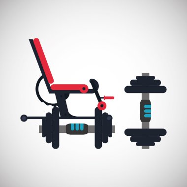 Spor salonu ve ağırlıkları simgesi tasarım, vektör çizim