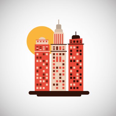 Şehir ve bina simgesi tasarım, vektör çizim