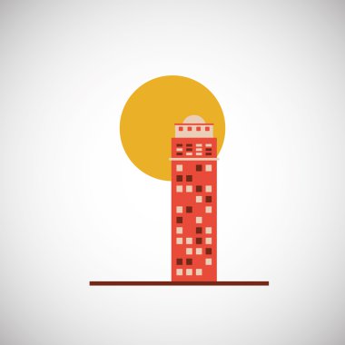 Şehir ve bina simgesi tasarım, vektör çizim