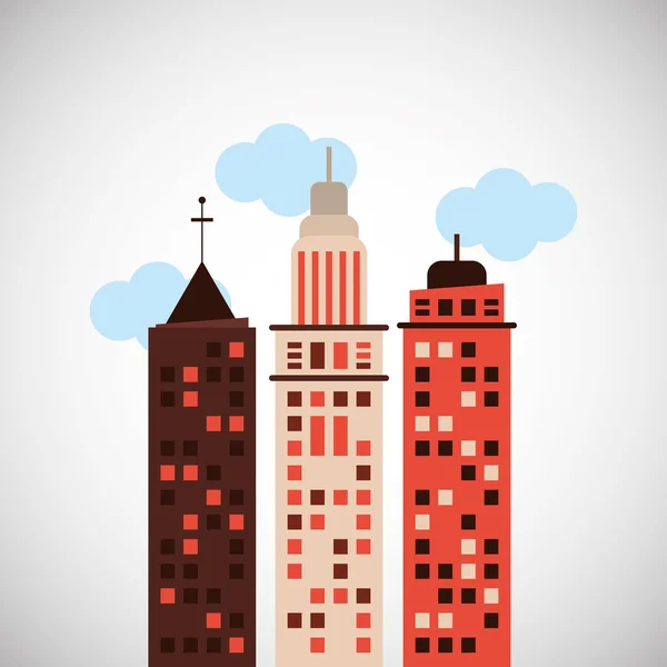 Diseño de iconos de ciudad y edificio, ilustración vectorial — Vector de stock