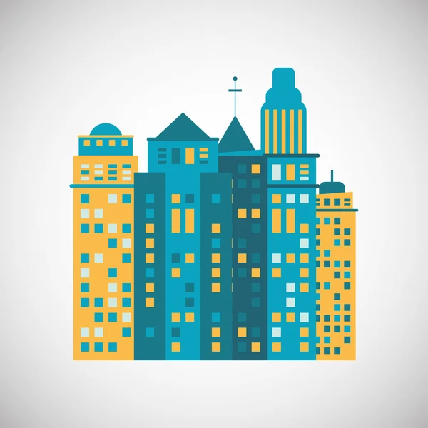 Дизайн иконок города и здания, векторная иллюстрация — стоковый вектор