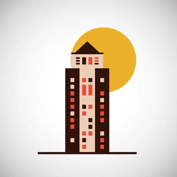 Diseño de iconos de ciudad y edificio, ilustración vectorial — Vector de stock