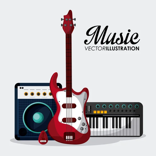 Desain instrumen musik, ilustrasi vektor - Stok Vektor